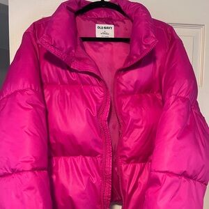Old Navy Women's Vibrant Pink Puffer Coat